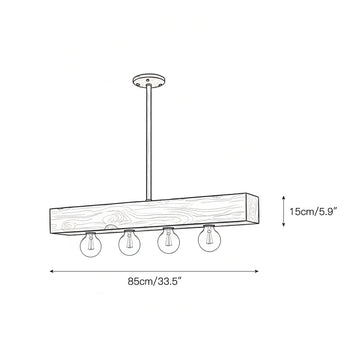 Wood-beam Island Chandelier – detail 3 — Dimension drawings 1