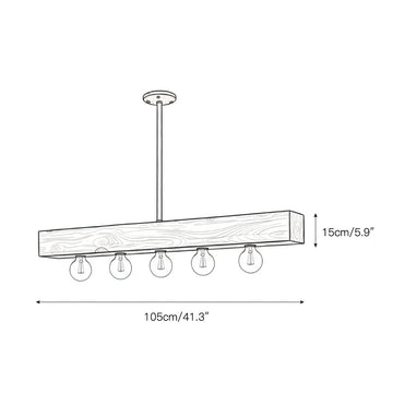 Wood-beam Island Chandelier – detail 4 — Dimension drawings 2