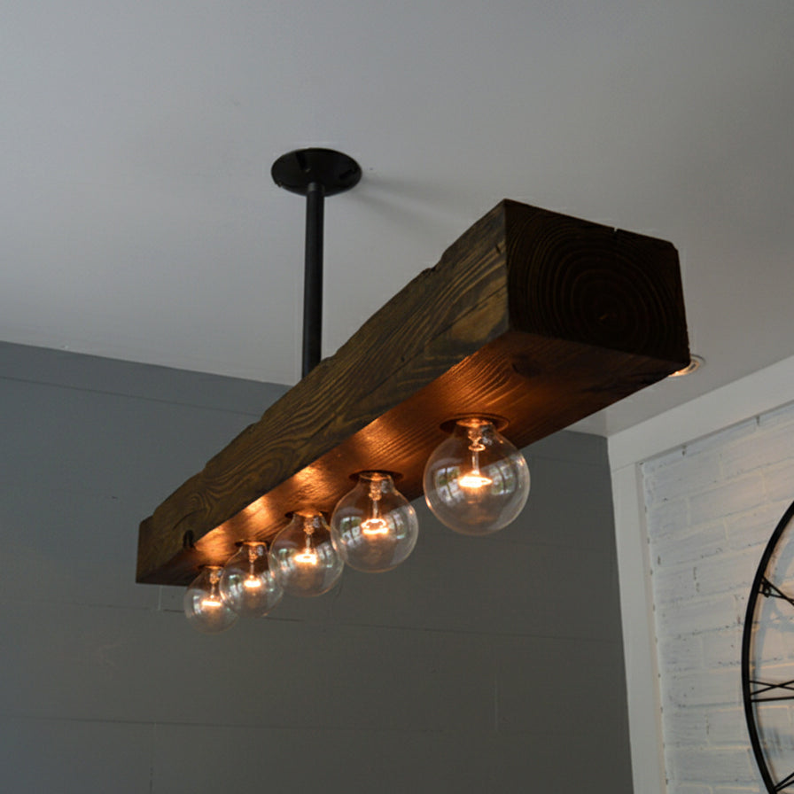 Wood-beam Island Chandelier