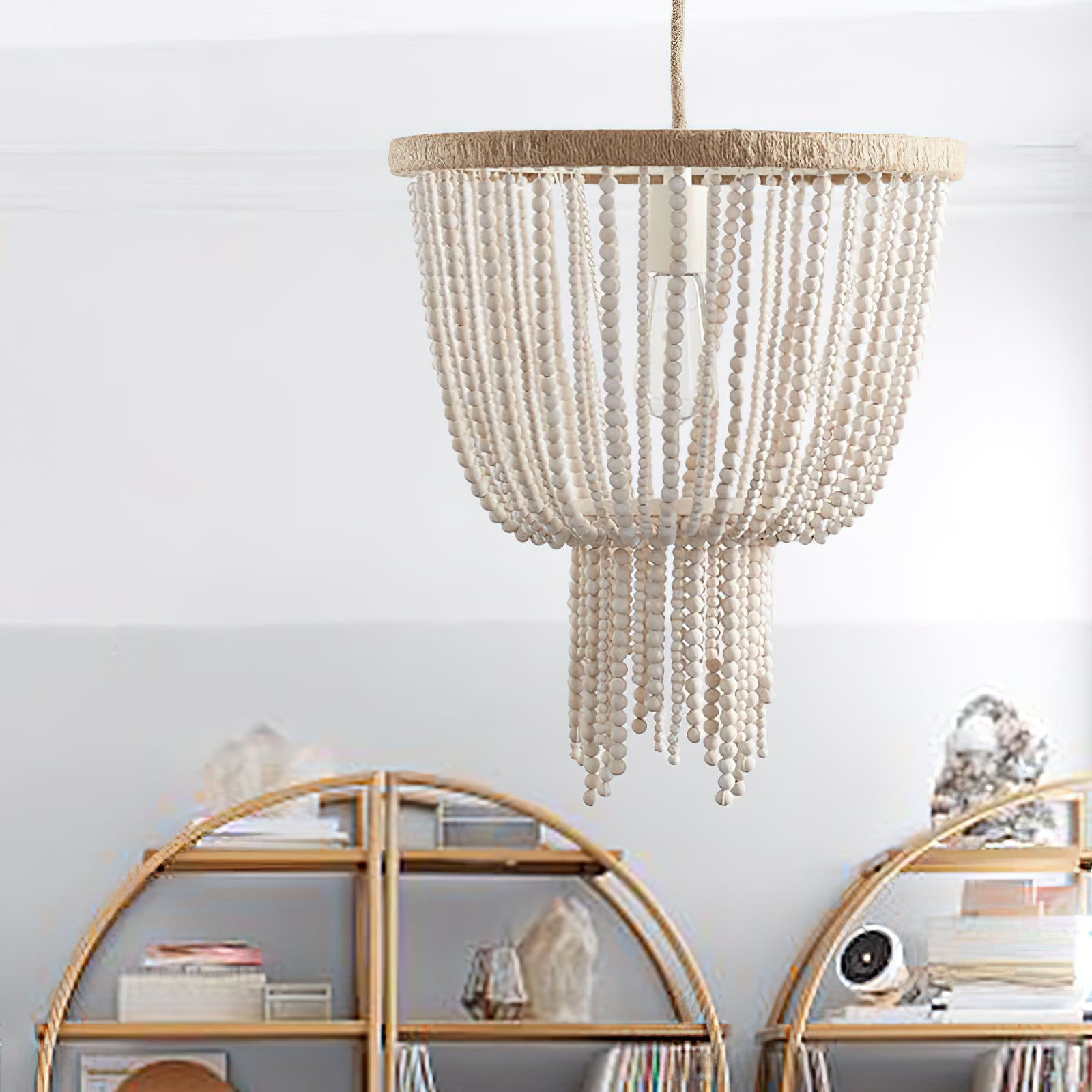 Lustre en perles de bois pour adolescents