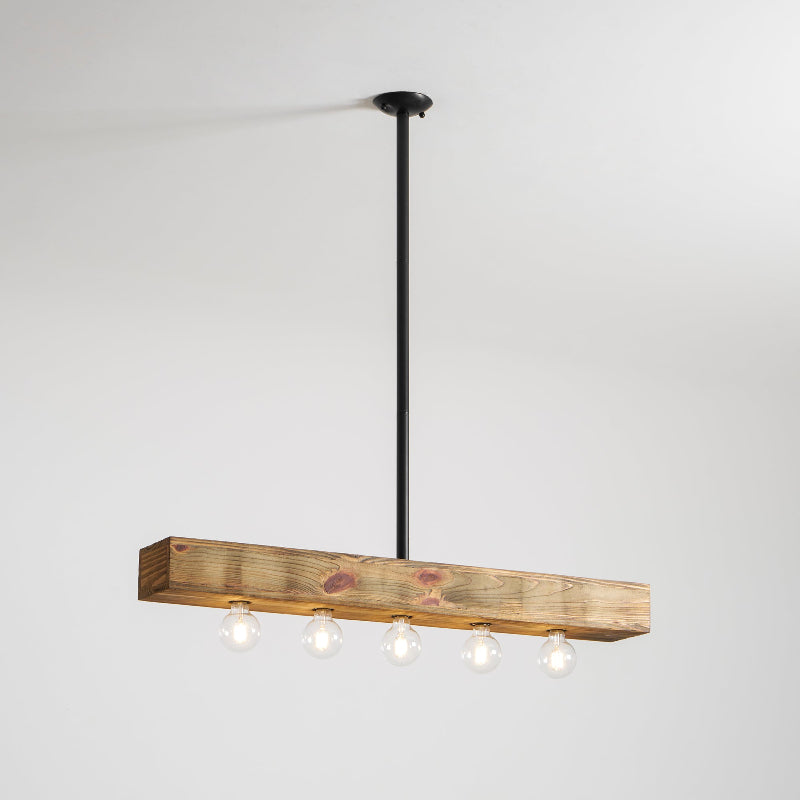 Wood-beam Island Chandelier