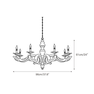 Wooden Roman Column Chandelier – detail 4 — Dimension drawings 2