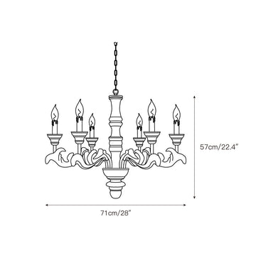 Wooden Roman Column Chandelier – detail 3 — Dimension drawings 1