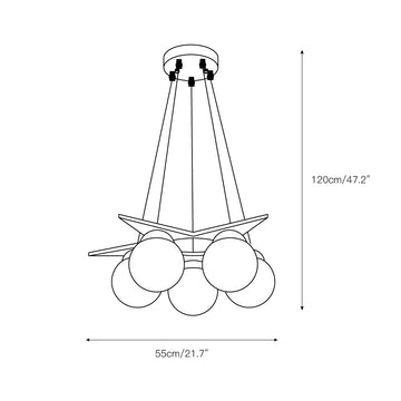 Wooden Star With Glass Chandelier – detail 4 — Dimension drawings 2