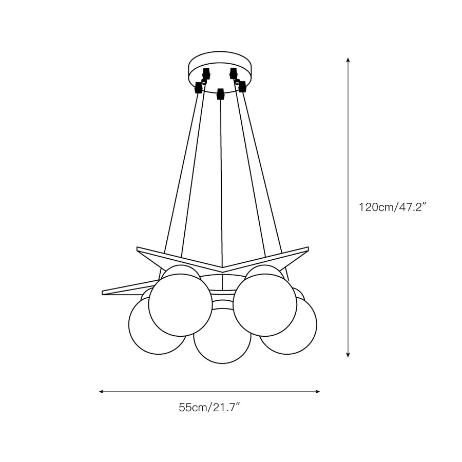 Wooden Star With Glass Chandelier – detail 4 — Dimension drawings 2