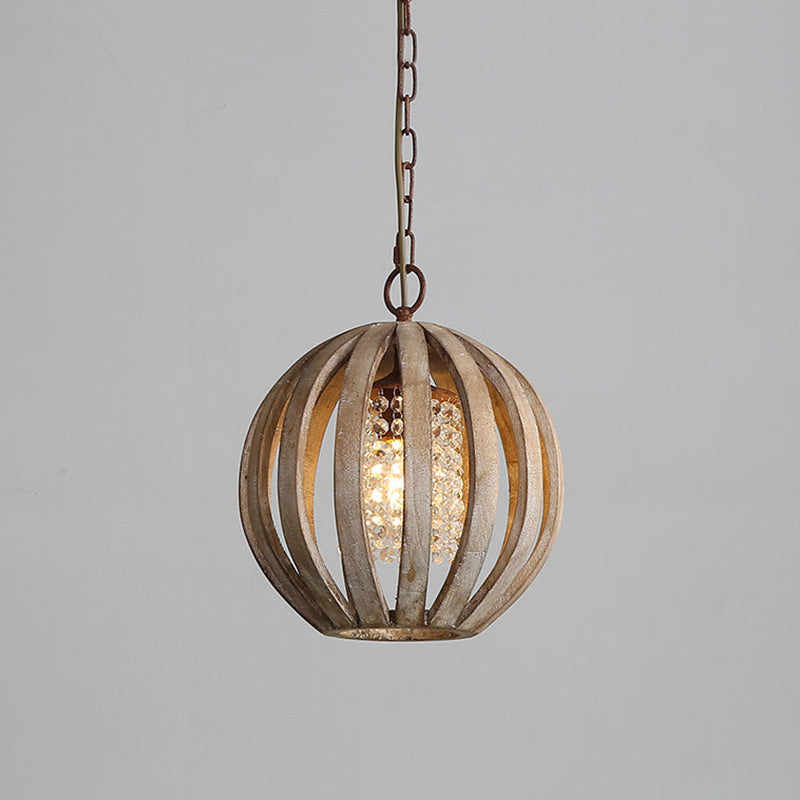 Wooden Globe Pendant Lamp