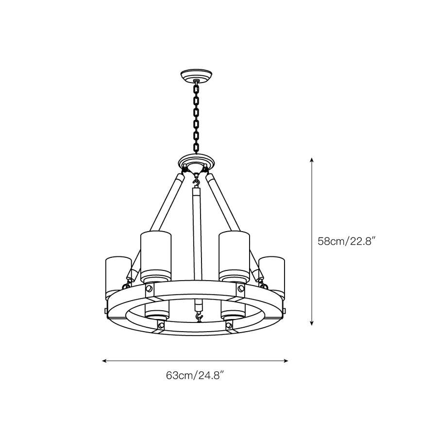 Zora Wagon Wheel Chandelier – detail 3 — Dimension drawings 1