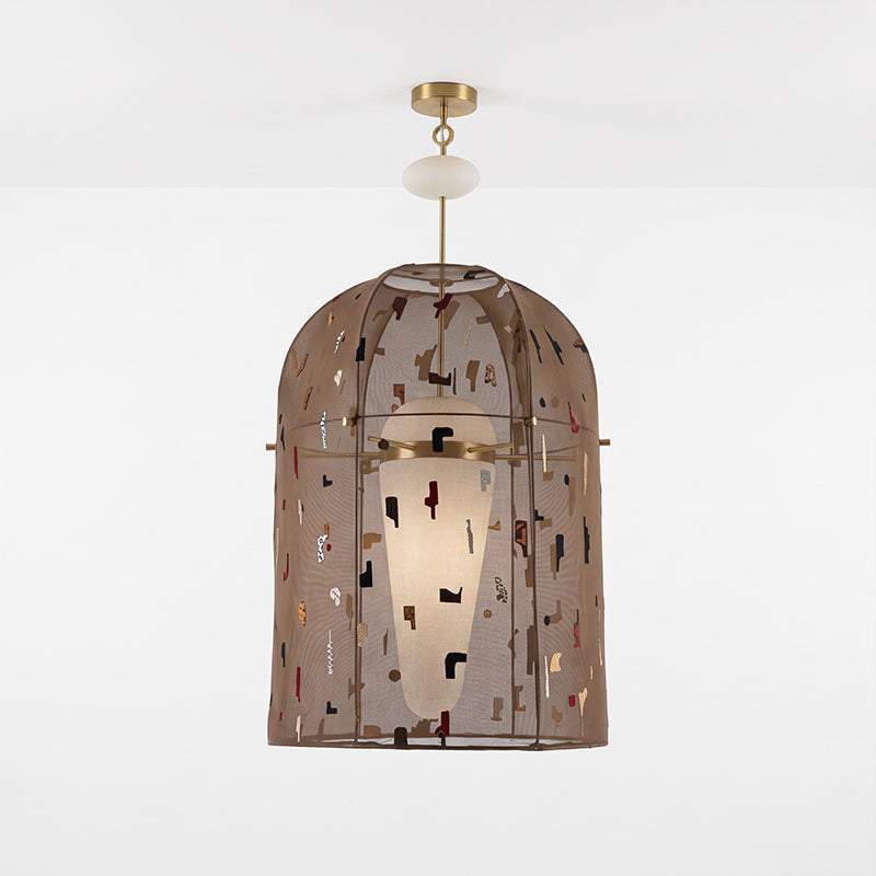 Alabaster Embroidered Pendant Lamp