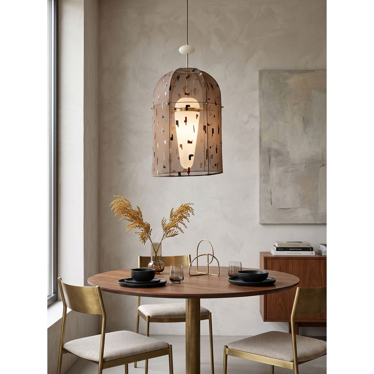 Alabaster Embroidered Pendant Lamp