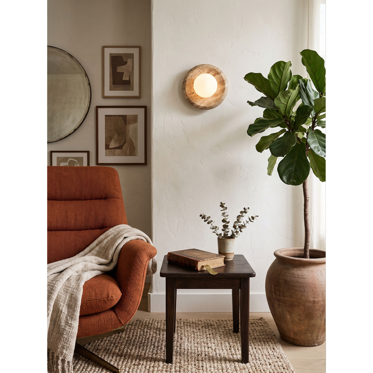 Apricity Travertin-Wandleuchte
