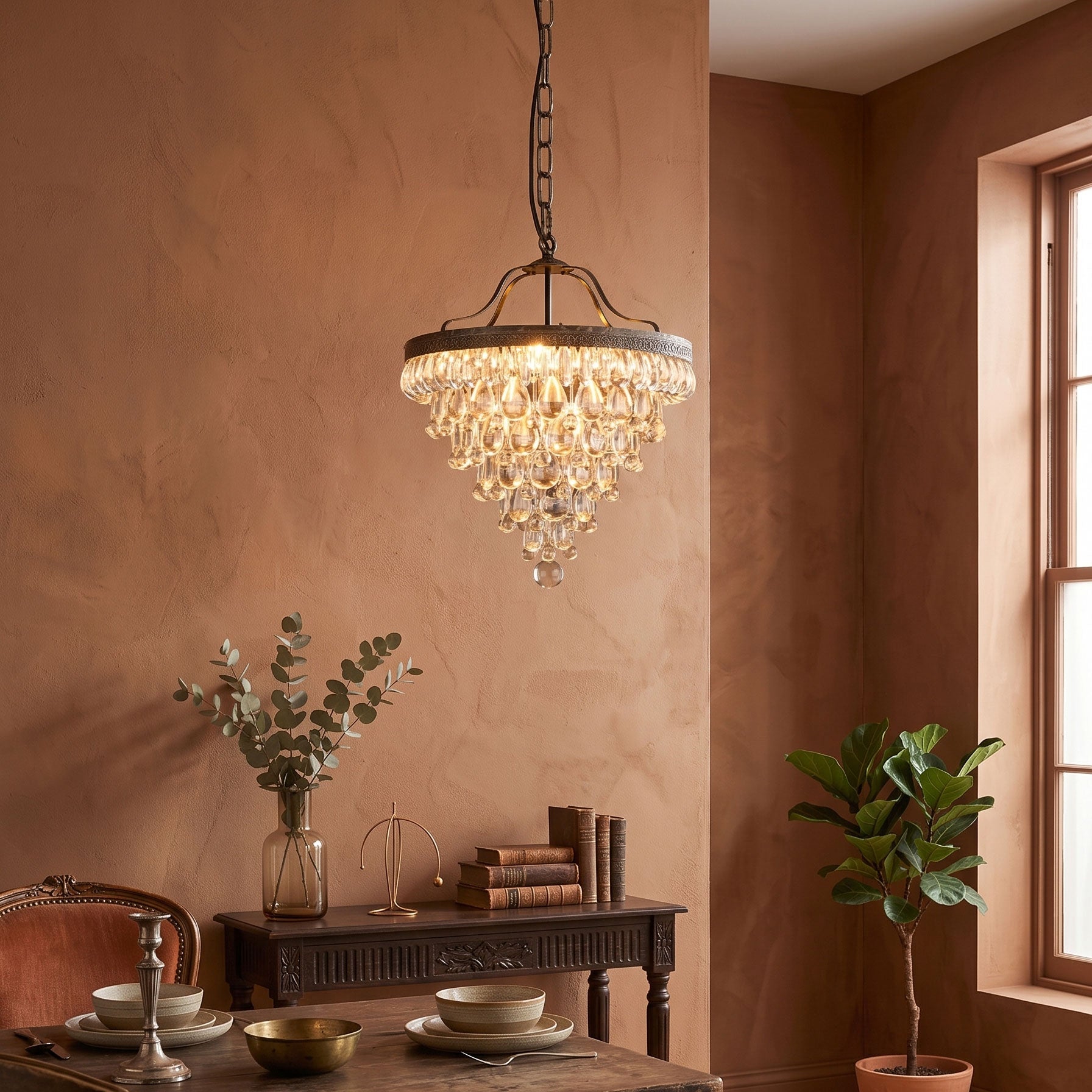 Crystal Inverted Pyramid Chandelier