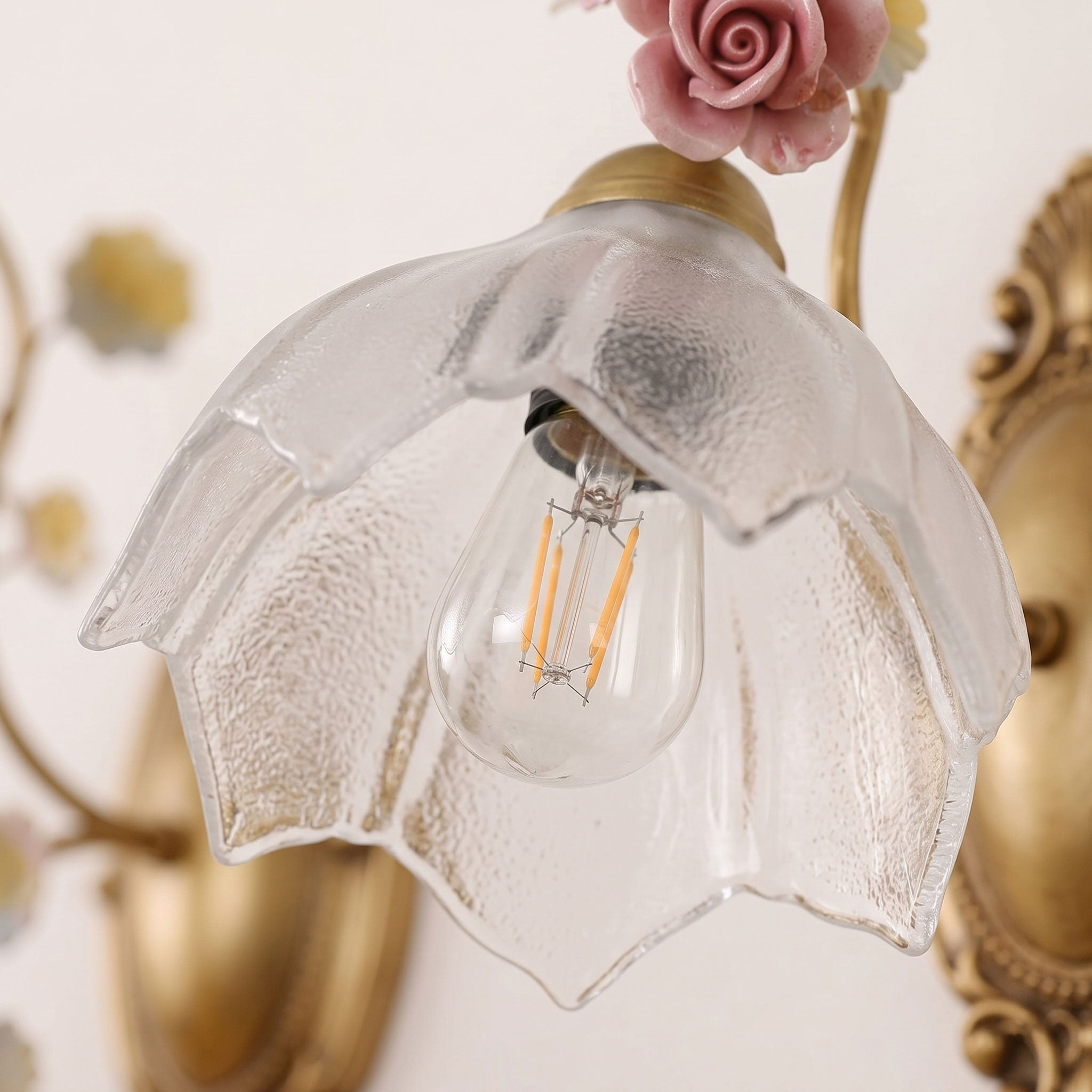 Porcelain Rose Vine Wall Sconce