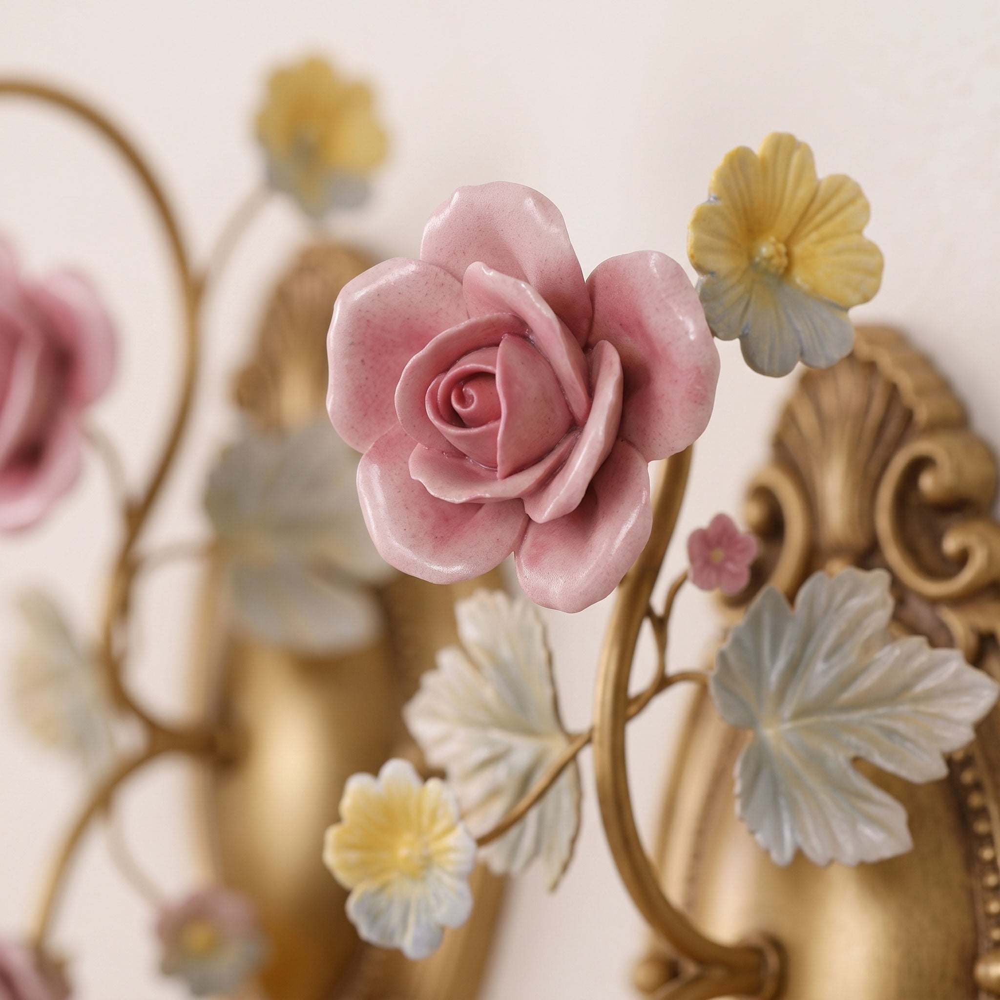 Porcelain Rose Vine Wall Sconce