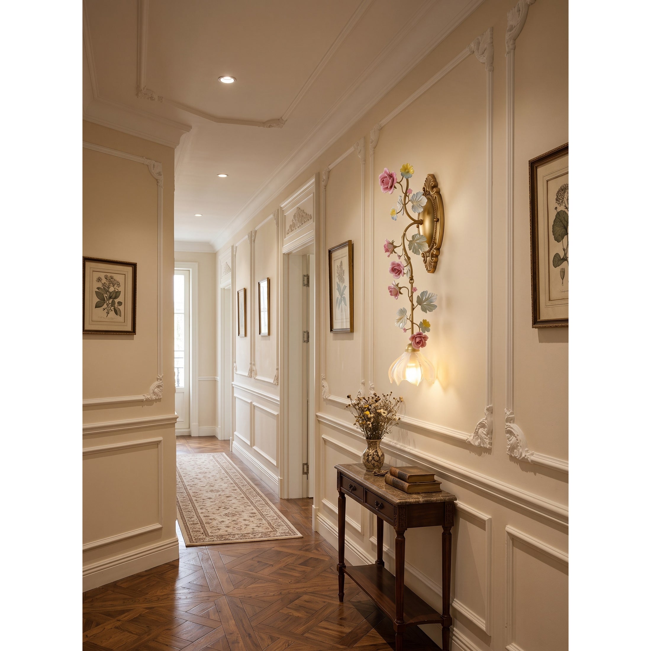 Porcelain Rose Vine Wall Sconce