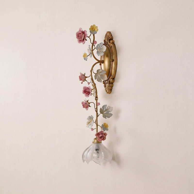 Porcelain Rose Vine Wall Sconce