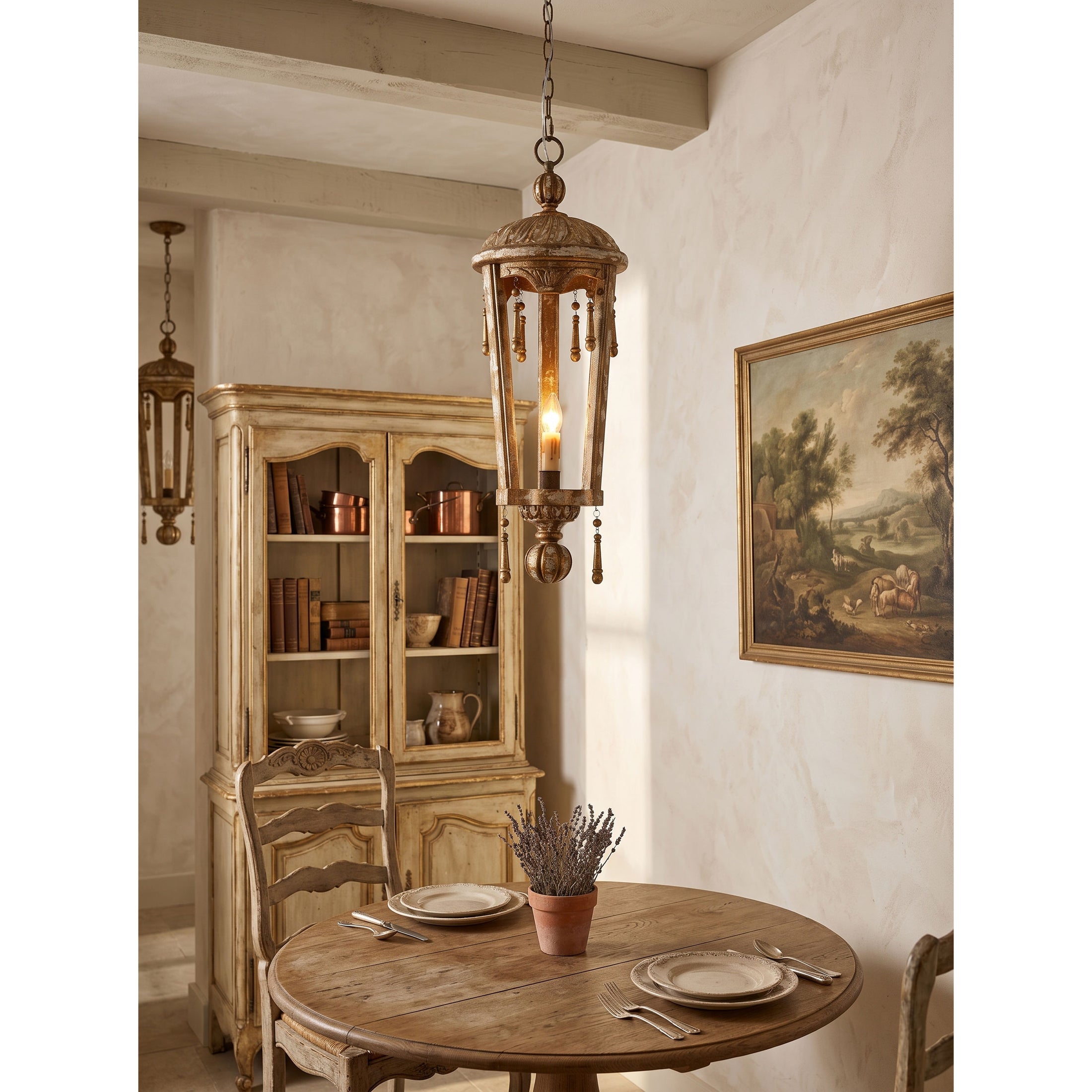 French Woodcarving Lantern Pendant Lamp