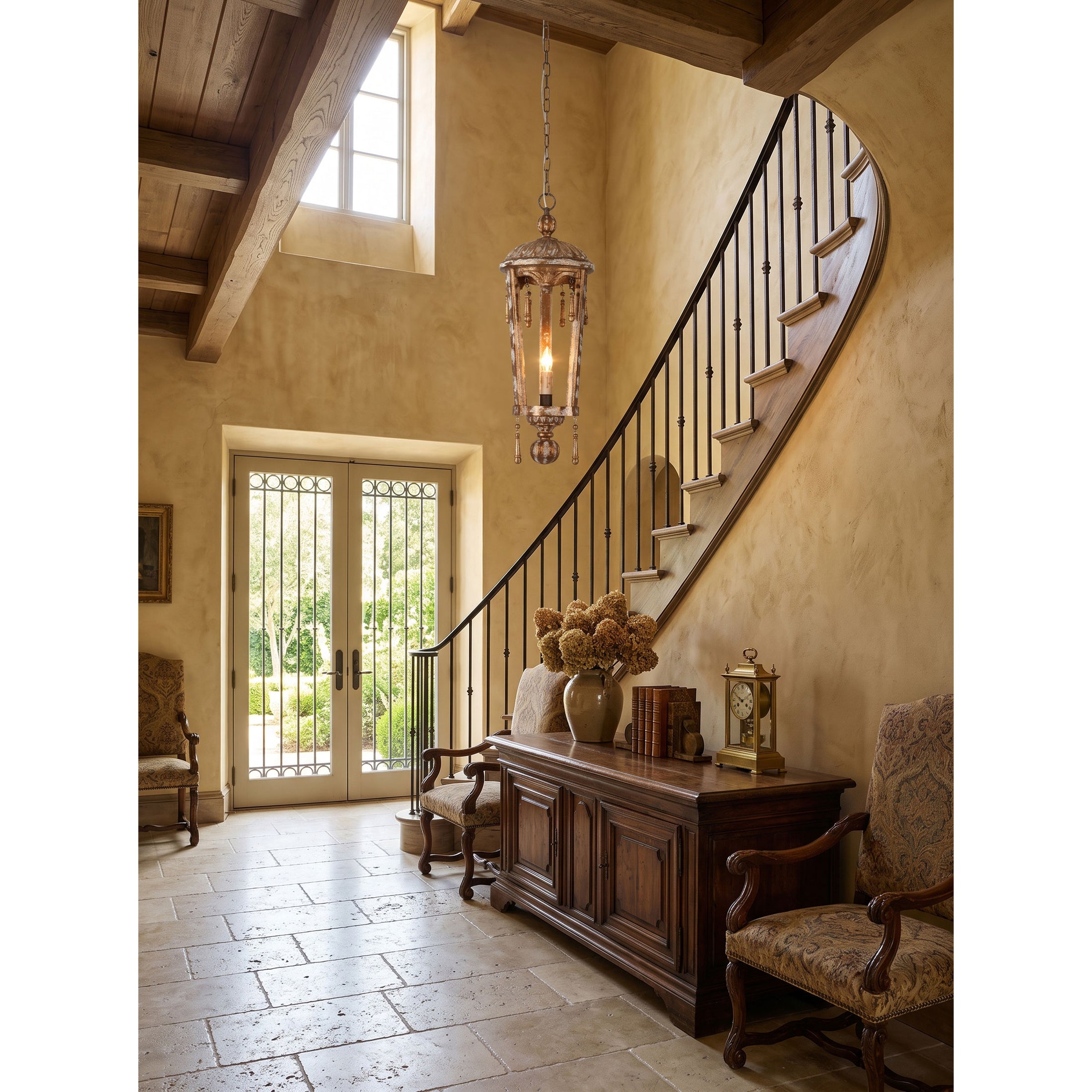 French Woodcarving Lantern Pendant Lamp