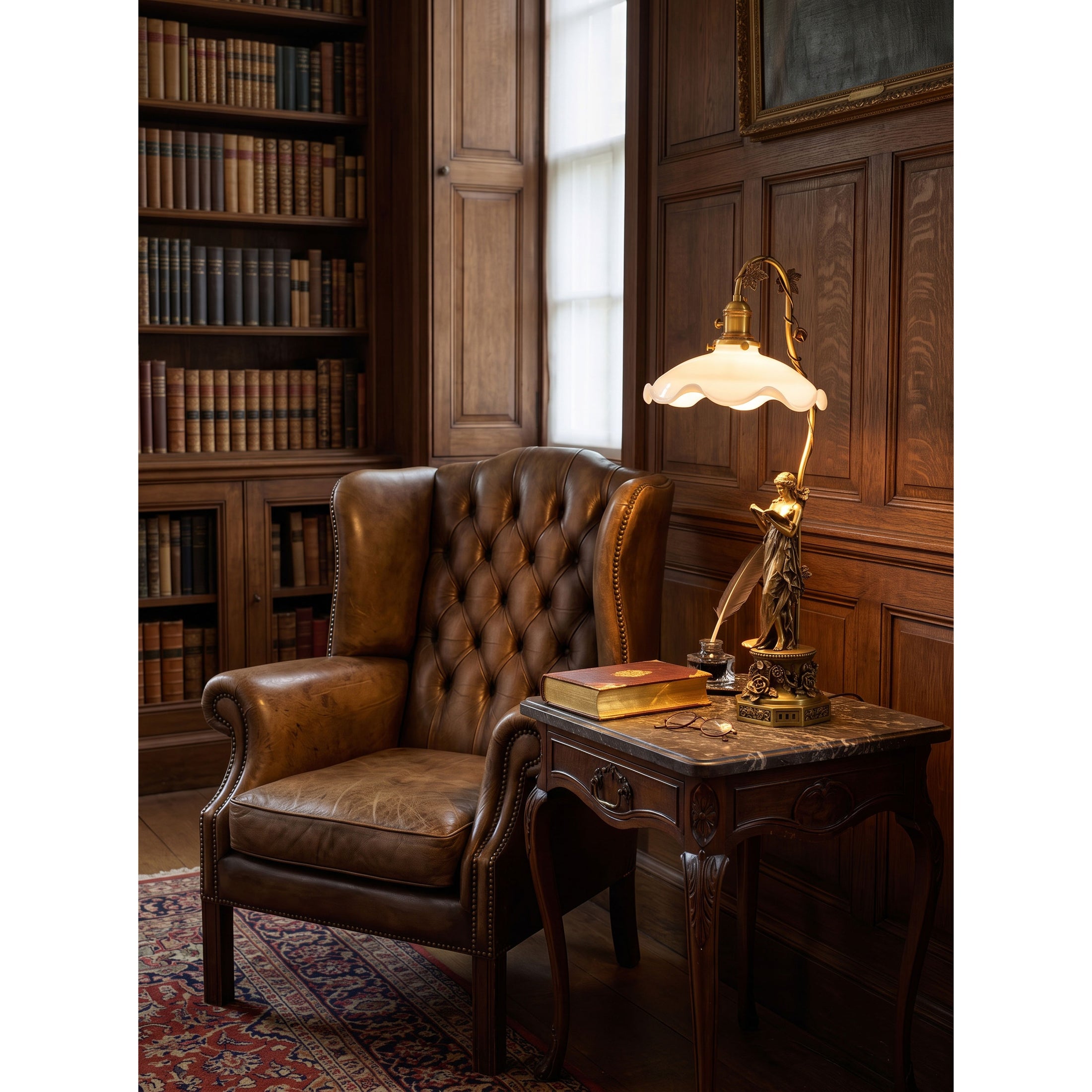 Lady Statue Glass Table Lamp