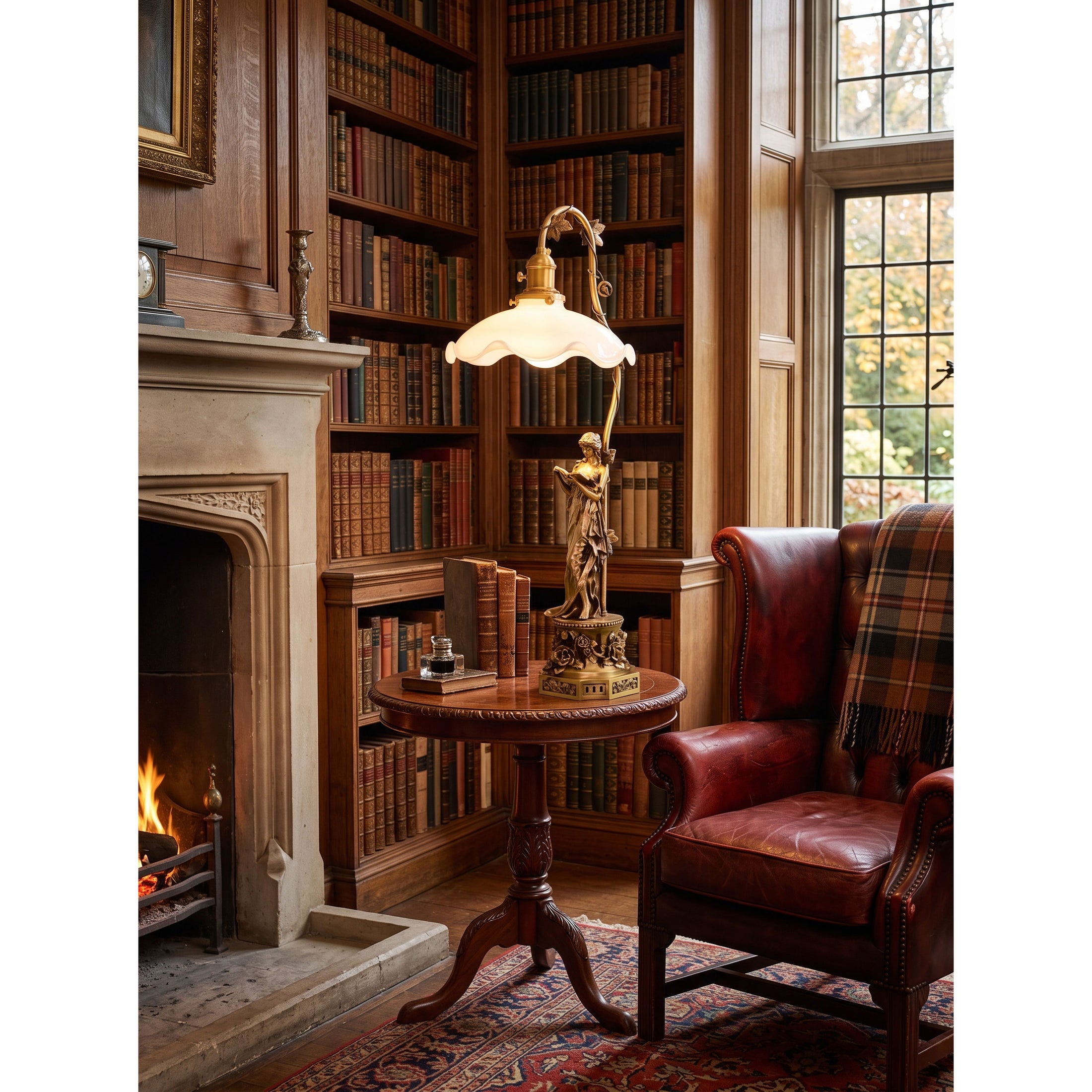 Lady Statue Glass Table Lamp