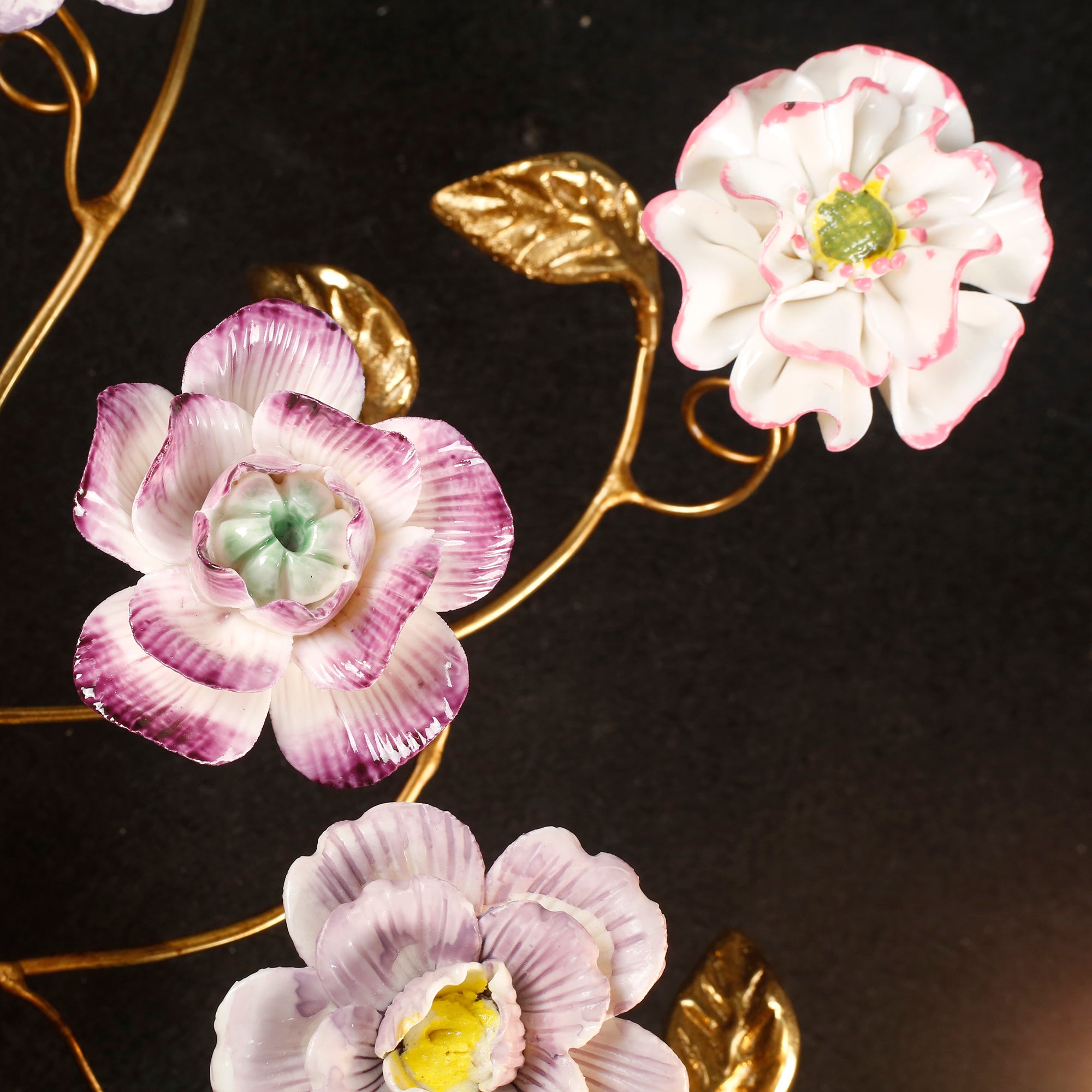 Tole Ceramic Flower Wall Lamp