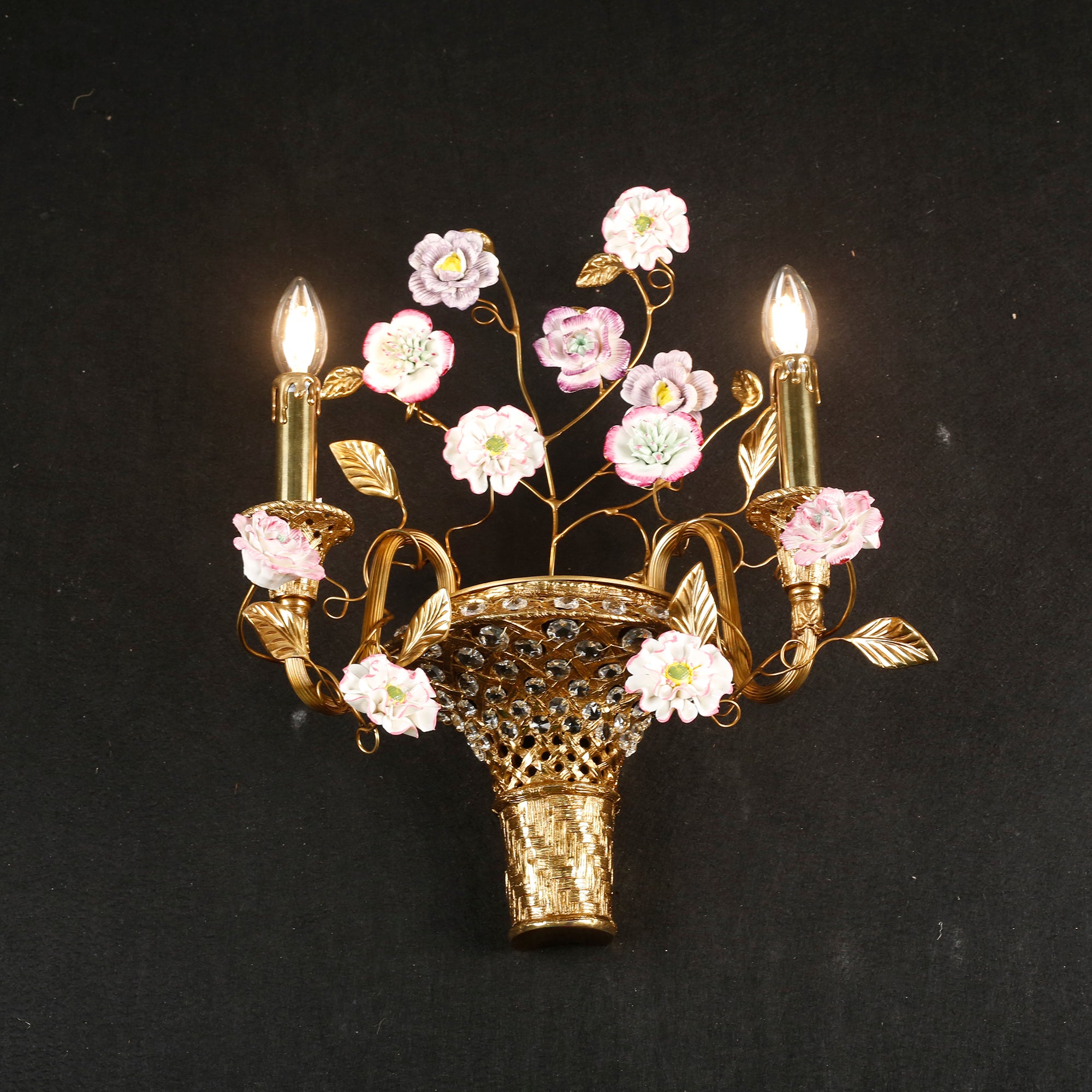 Tole Ceramic Flower Wall Lamp
