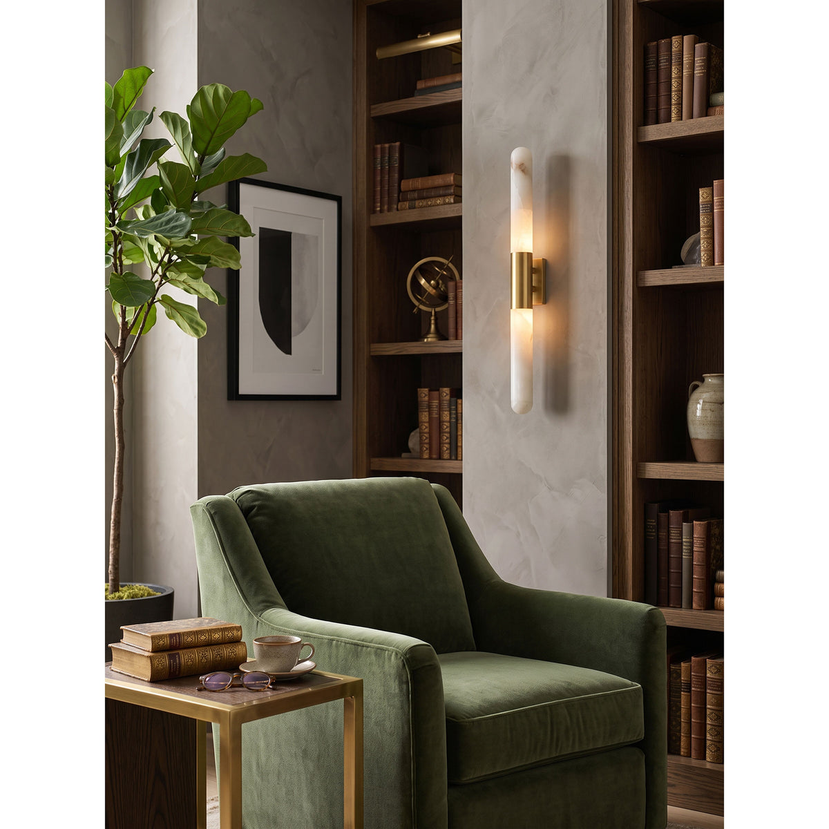 Applique murale Velin en albâtre tubulaire