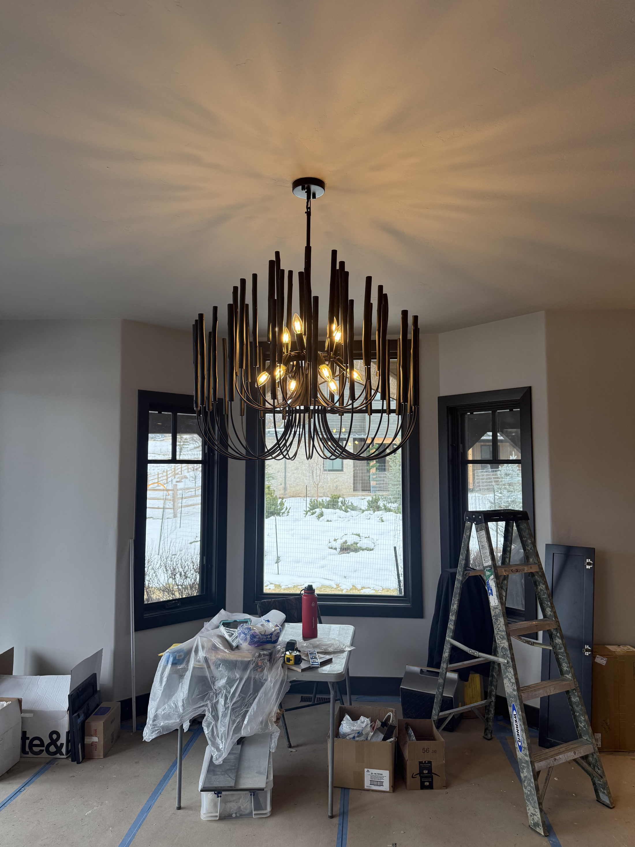 White Multi-Stick Chandelier