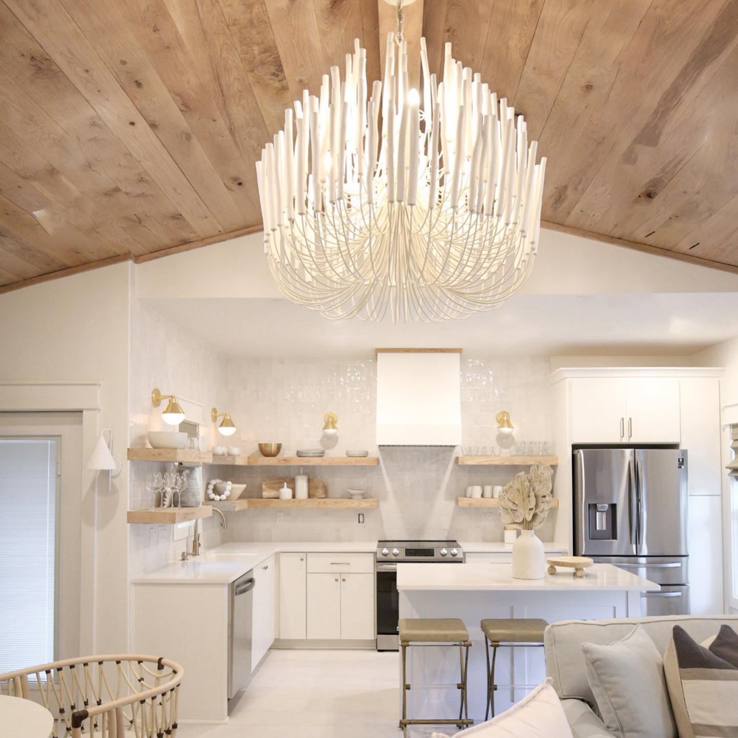 White Multi-Stick Chandelier